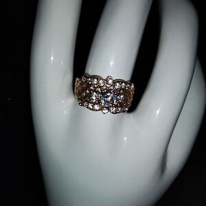 Gold and crystal embellished ring